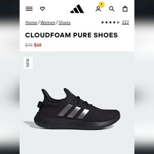 SOLD- Adidas Black Cloudfoam Pure Shoes